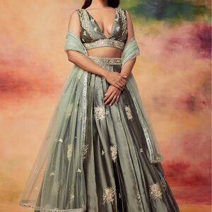 Embroidered Satin Lehenga